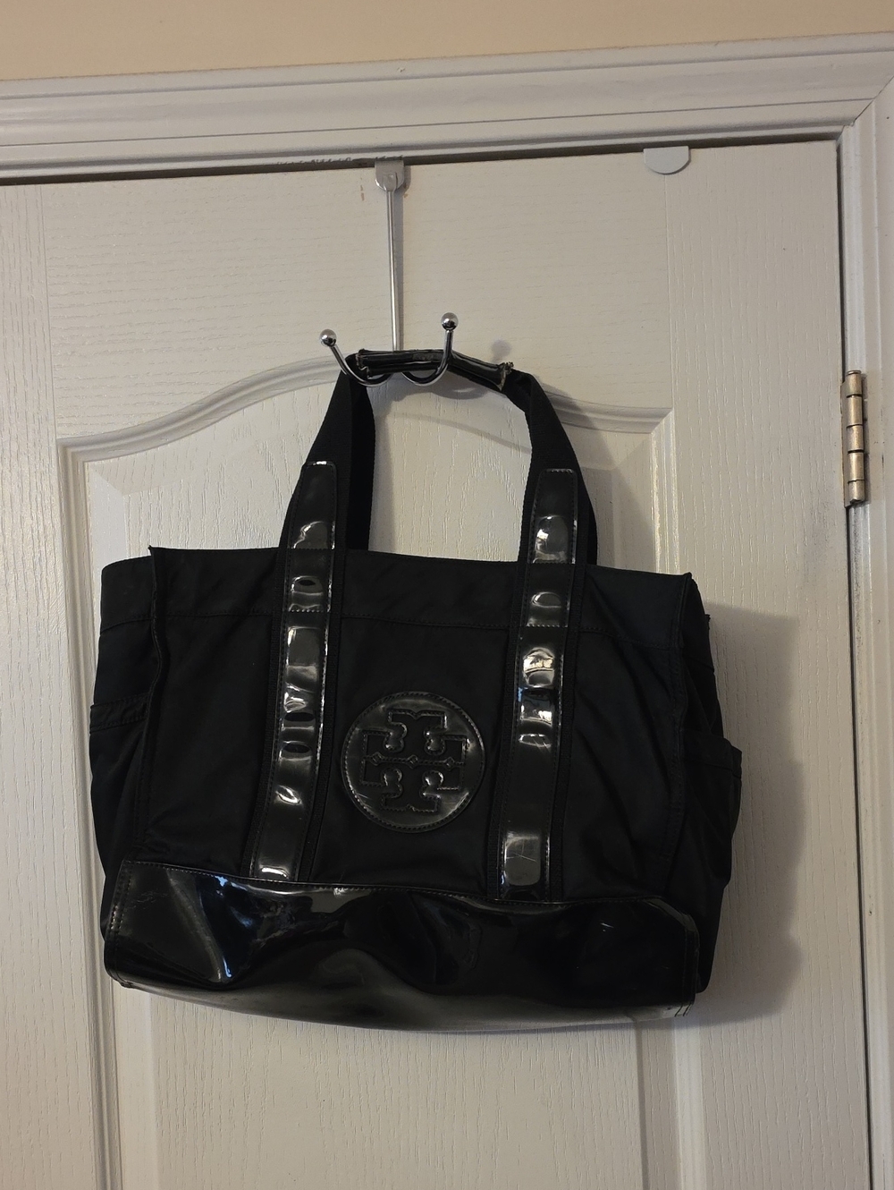 Tory Burch Black Nylon Logo Tote Bag
